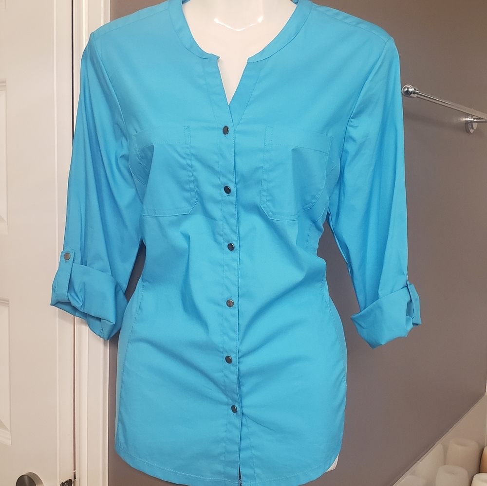 Rebecca malone size small aqua blue top